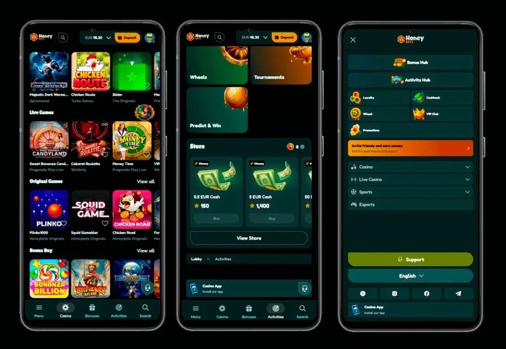 HoneyBetz Casino Mobile apps
