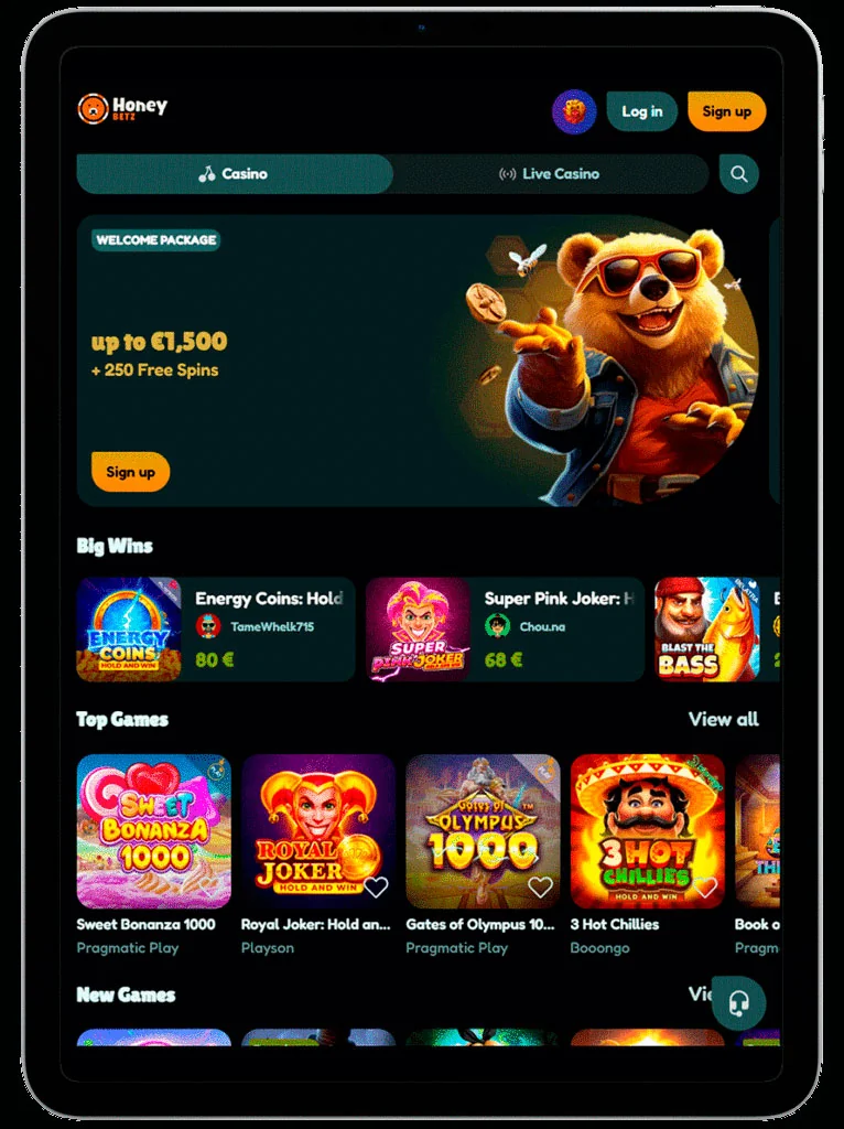 Honeybetz casino tab